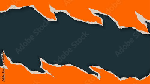 Abstract Orange Paper Torn In Dark Background Design