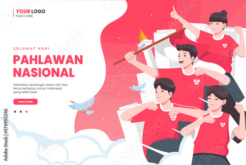 Hari pahlawan nasional means happy indonesian national heroes day