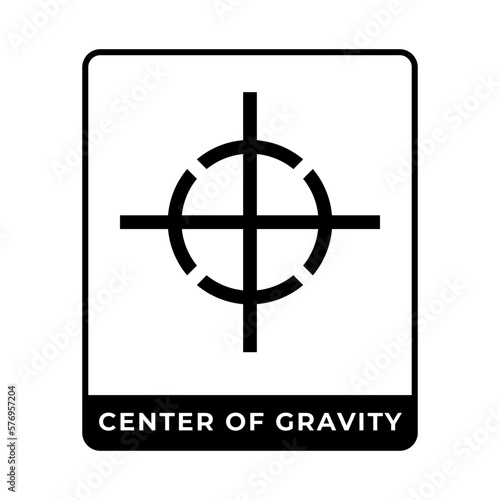 Center of Gtavity symbol, Center of mass and center mark for international cargo packaging