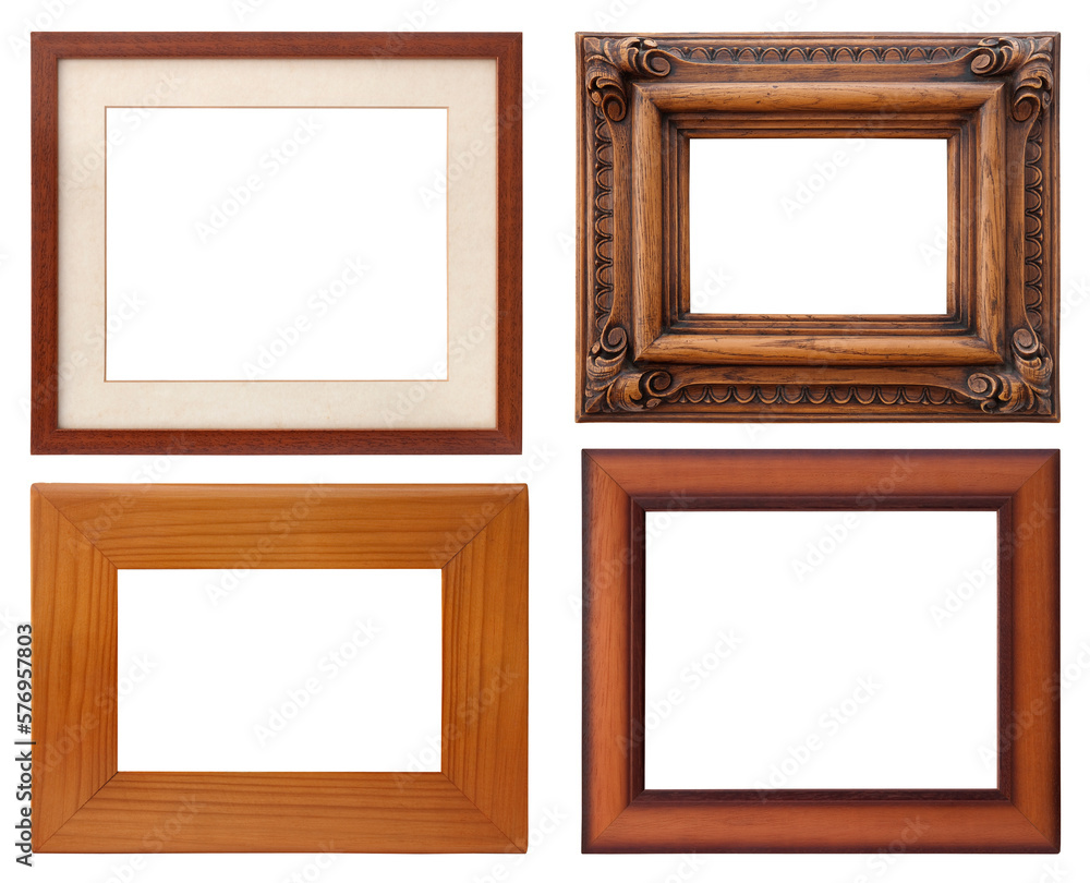 set of wooden natural frame, isolated with clipping path set of wooden natural frame, isolated with clipping path