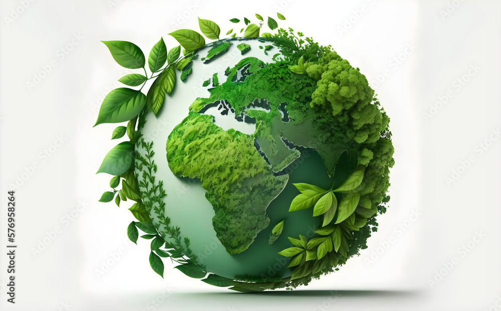 Earth day concept. Illustration of the green planet earth on a white background. - AI Generative Earth day concept. Illustration of the green planet earth on a white background. - AI Generative