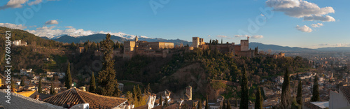 panoramic view of the Alhambra in Granada, Spain