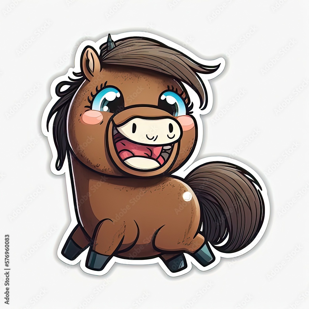 Obraz premium joyful cartoon foal sticker for kids school project generative ai