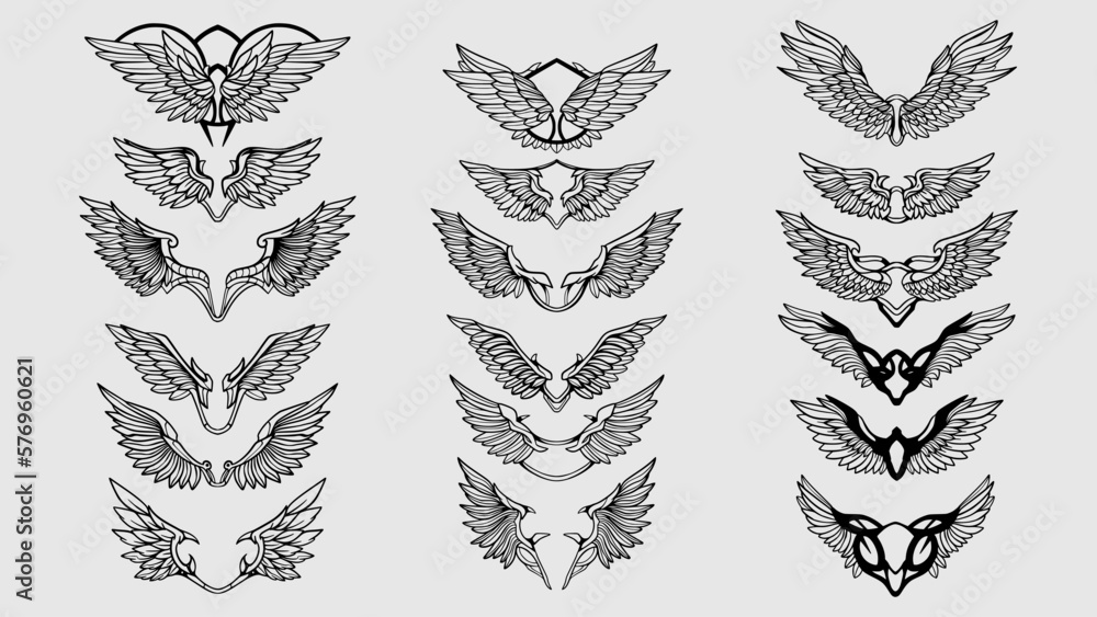 wings set illustration tattoo wings set illustration tattoo