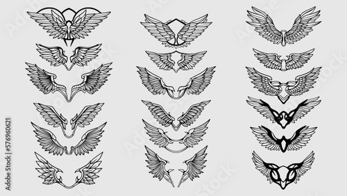 wings set illustration tattoo
