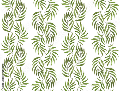 Watercolor pattern with palm leaves
