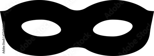 Mask super hero carnival or thief bandit vector icon. Black masquerade costume eye mask silhouette hidden villain burgar face. Simple design incognito theatre party masque shape clip art illustration.