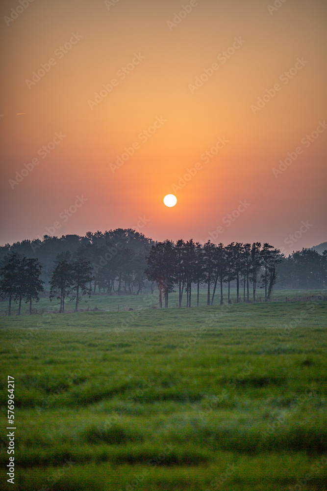 Obraz premium 노을지는 들판의 풍경