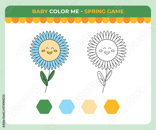 Coloring book for children, spring flower, spring children game