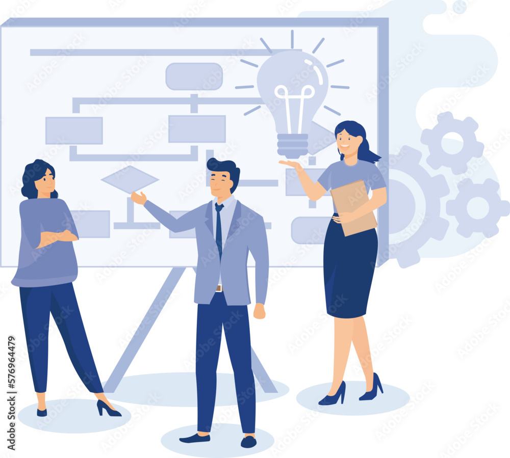 New startup project, Group of diverse people discuss business idea, flat vector modern illustration New startup project, Group of diverse people discuss business idea, flat vector modern illustration