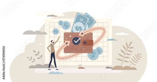 Refunds payment and money cashback after purchase tiny person concept, transparent background.Finance return after dollar spending as benefits for buying with credit card illustration.