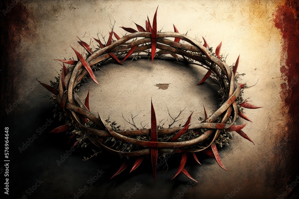 Fototapeta premium Crown of thorns on a grunge background. Generative AI