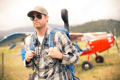 Man Hiking In The Wilderness Of Sierraville photo