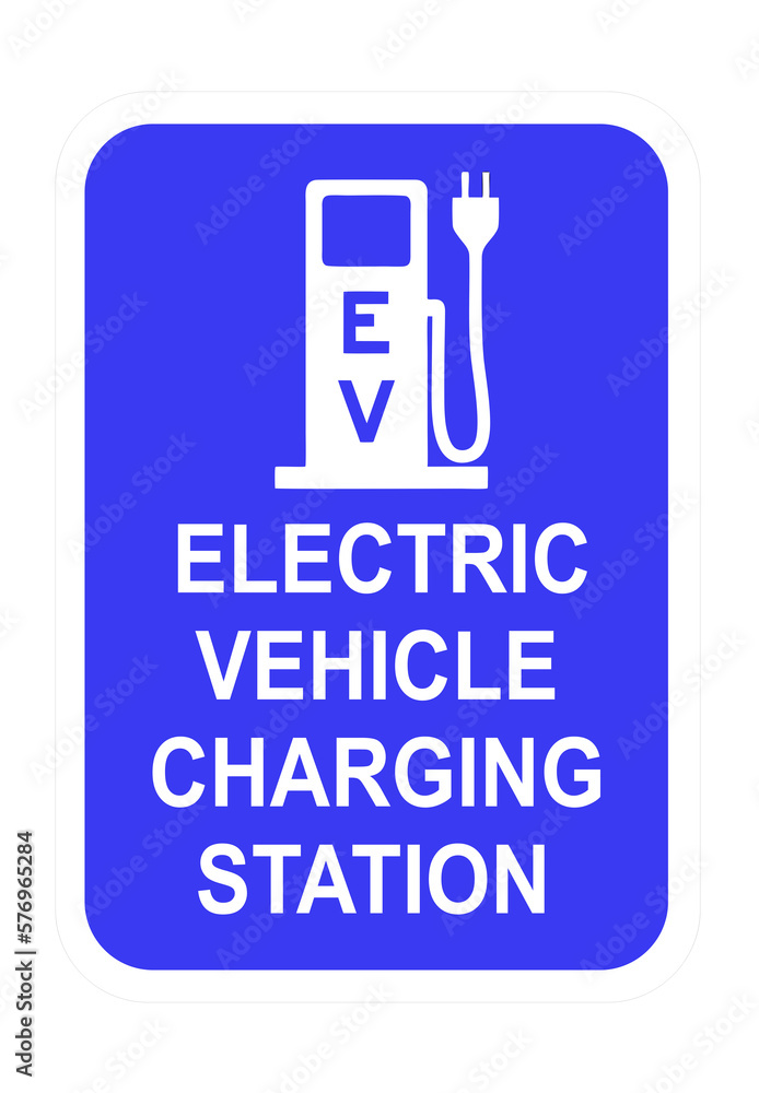 EV charging station transparent sign board. EV charging station transparent sign board.