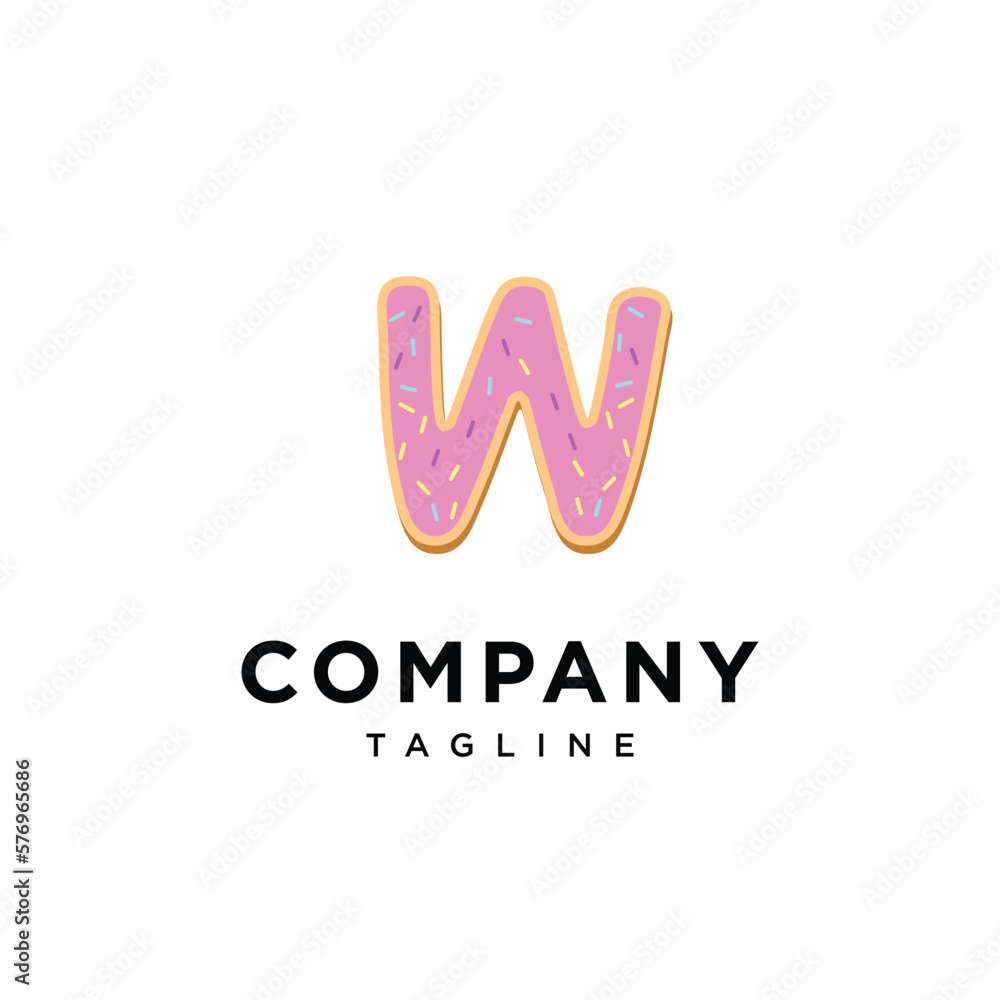 Letter W Donut cake icon logo template Letter W Donut cake icon logo template