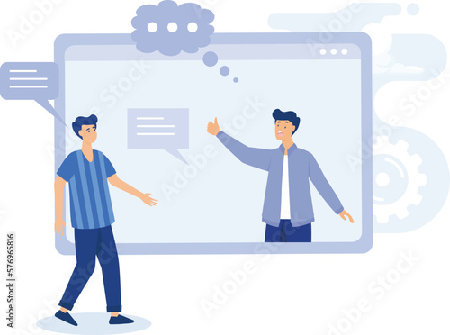 Customer help service concept, FAQ and website support team, chatbot client problem solving, user experience, flat vector modern illustration