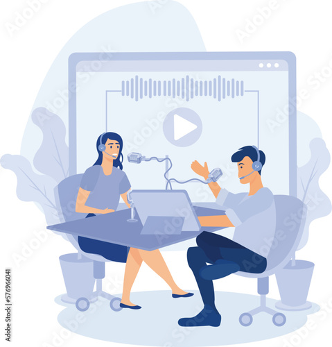 Media and tv content concept, engaging marketing  entertainment, flat vector modern illustration