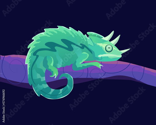 Reptile on the branch vector illustrator