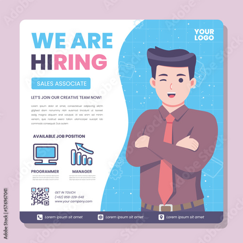 Job seeker hiring poster template illustration