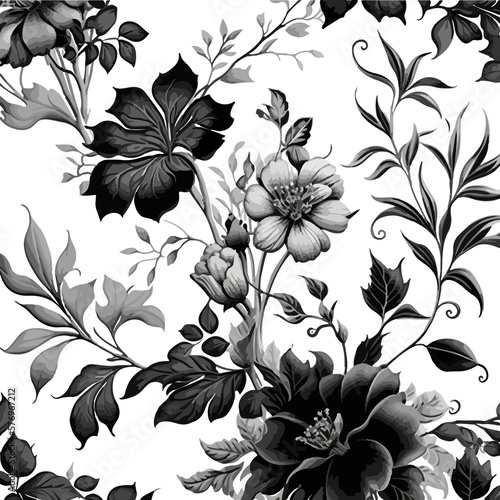 seamless grayscale floral seamless pattern 