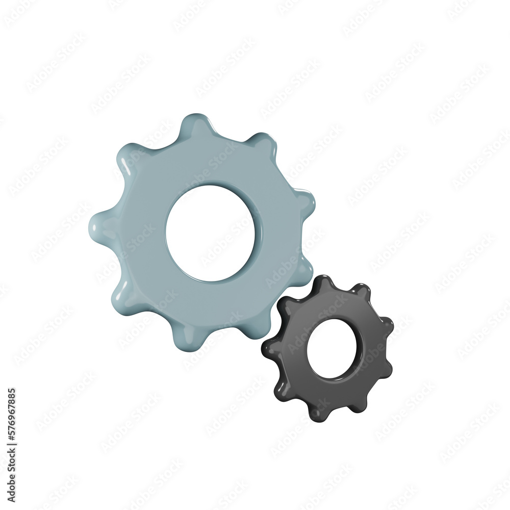 3d illustration of gear setting icon on 3d rendering. social media icon concept 3d illustration of gear setting icon on 3d rendering. social media icon concept