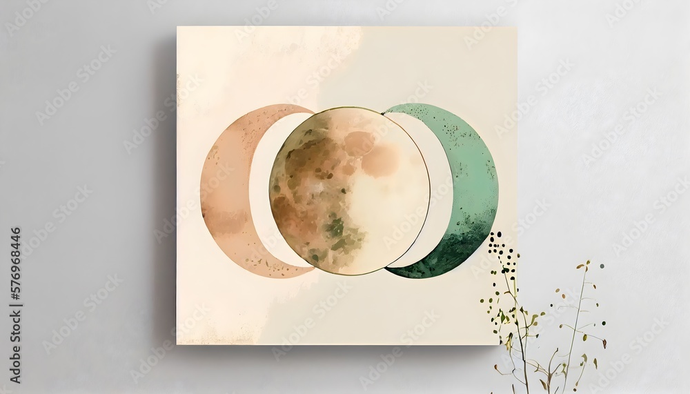modern living interior, theme of luna illustration, magic triple phase ...