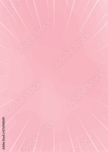 かわいい集中線 水彩風 ピンク 縦