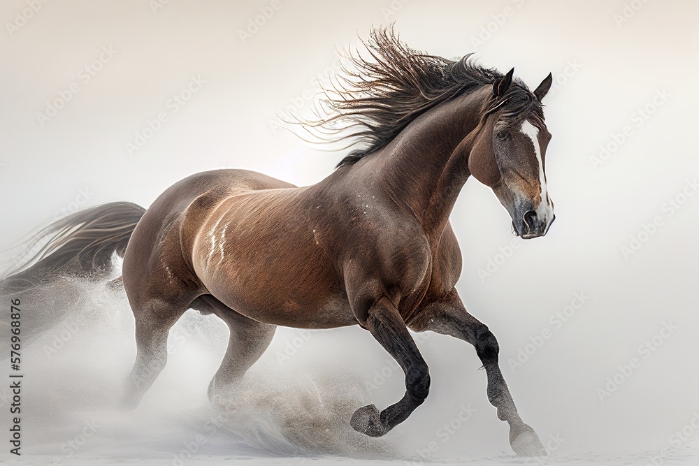 custom made wallpaper toronto digitalGorgeous horse galloping through the clouds of dust, stunning illustration generated by Ai, is not based on any original image, character or person
