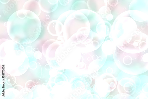 Abstract blurred fresh vivid spring summer light delicate pastel pink turquoise bokeh background texture with bright circular soft color lights. Card concept. Beautiful backdrop illustration.