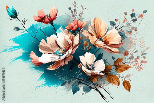 Watercolor background with flowers for wedding stationary  greetings  wallpapers  fashion  backgrounds  wrappers  cards  AI generated art