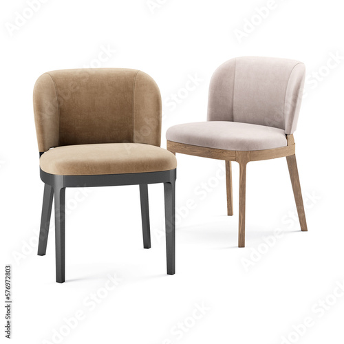 3d render chair model with different angle isolated on white background