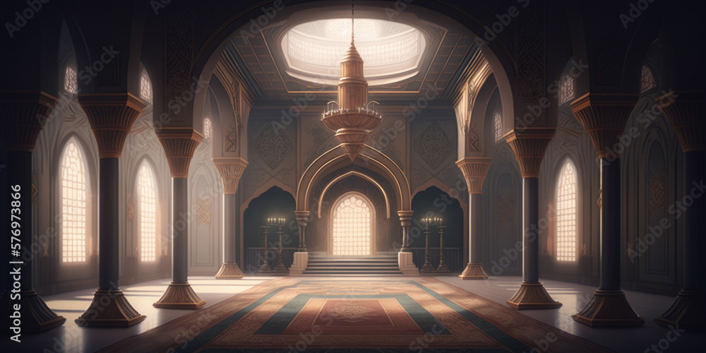 The Majesty of Islamic Design, Inspiring Illustrations of Mosques for Muslim Worship, Generative AI