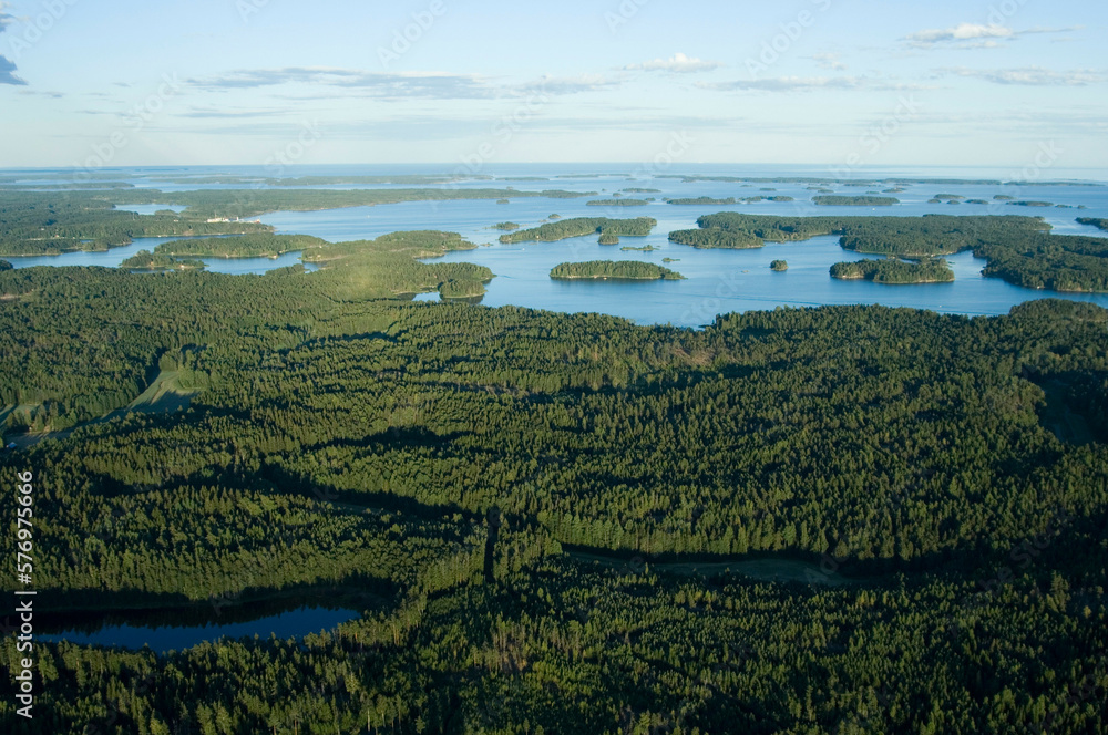Aerial photo of Finnish Archipelago and Baltic Sea.