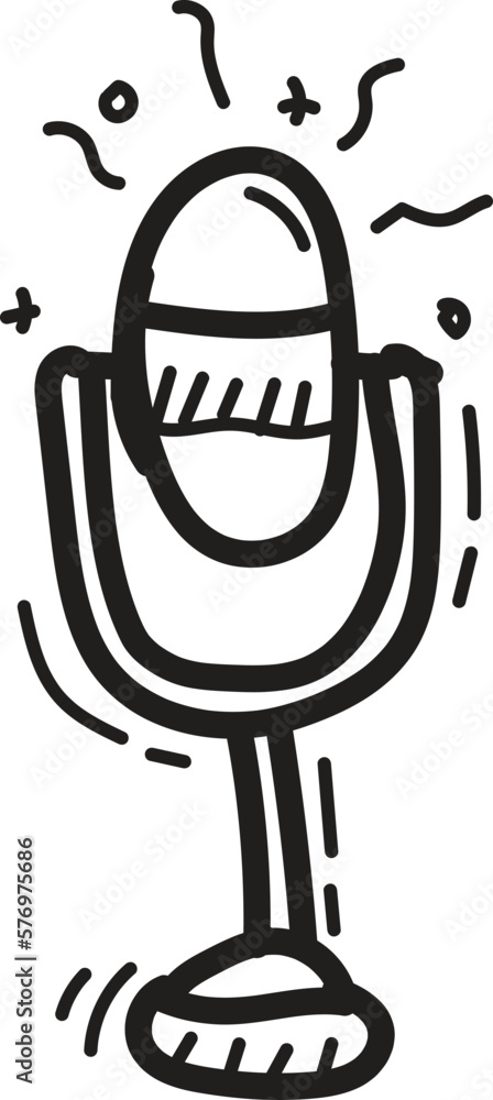 doodle microphone icon outline vector doodle microphone icon outline vector