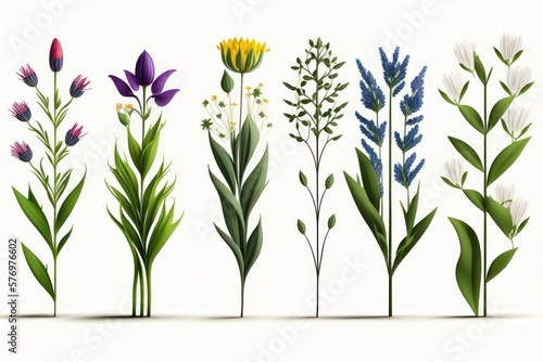 About Flower stems. Isolated on white background.