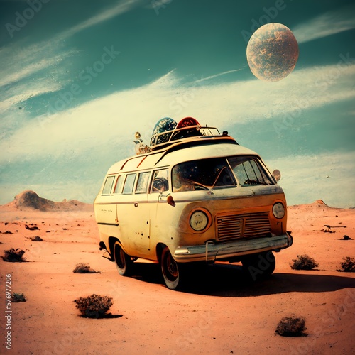 Tela A Journey Through the Stars: Exploring the Solar System in a Vintage Minivan