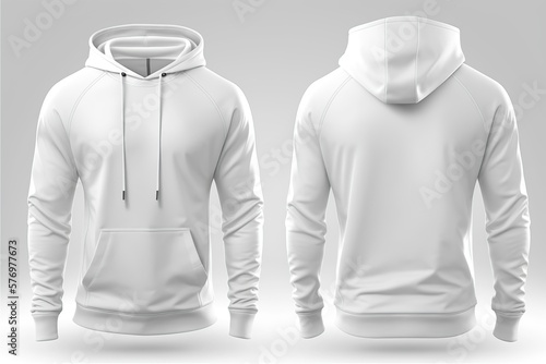 Blank male hoodie sweatshirt long sleeve, for your design mockup. Generative AI illustration.