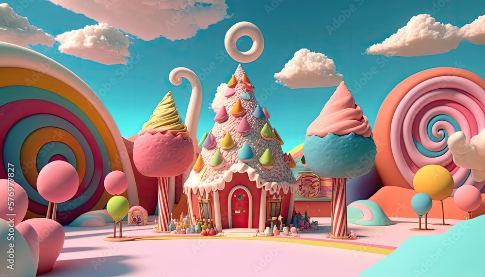 Fantasy Sugar Rush A Whimsical Candies Wonderland, Candies of Bright Colors and Playful