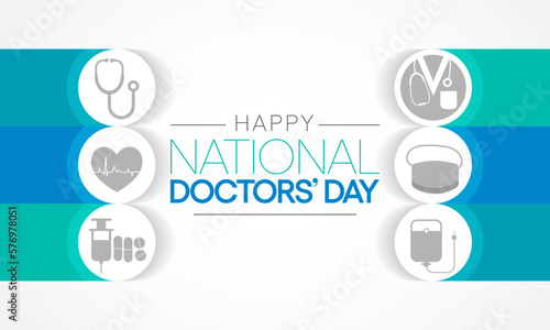 National Doctors' Day is a day celebrated to appreciate and recognize the contributions of physicians to individual lives and communities. Vector illustration.