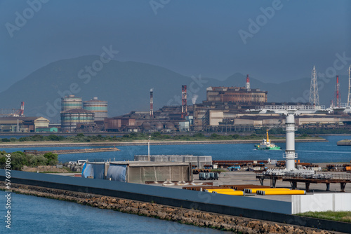 industrial area is near the coast in Kitakyushu city, JAPAN.