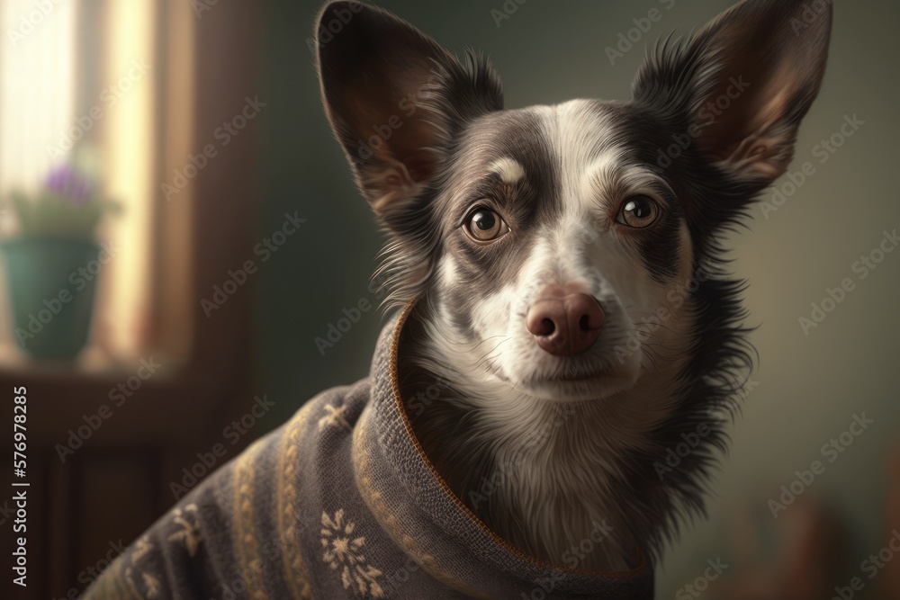 Cute dog close-up. Illustration. Generative AI Cute dog close-up. Illustration. Generative AI