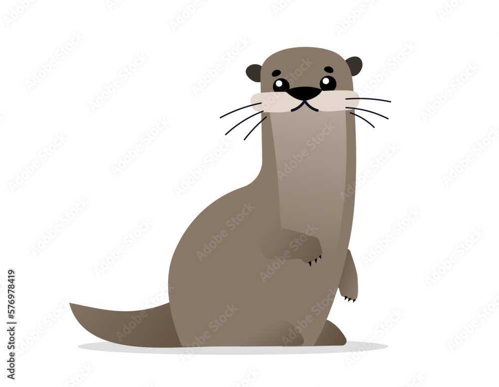 Vector illustration of beautiful animal otter on white color background