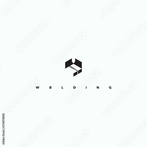 
illustration consisting of an image of the welding process in the form of a symbol or logo