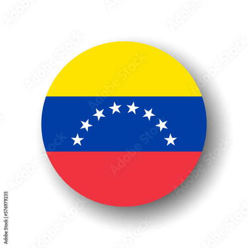 Free Download Venezuela flag - flat vector circle icon or badge with dropped shadow. - GFXLoad