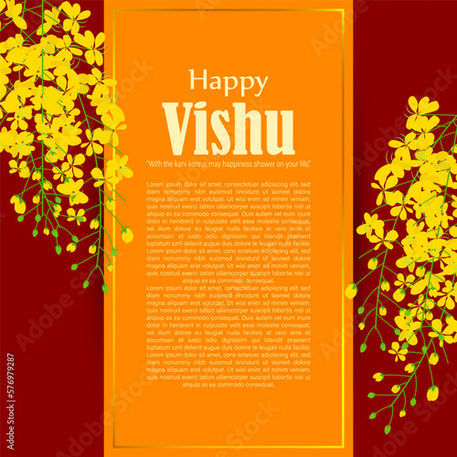 Vector illustration of Happy Vishu wishes greeting banner photo