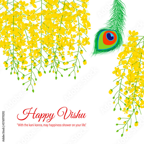 Vector illustration of Happy Vishu wishes greeting banner