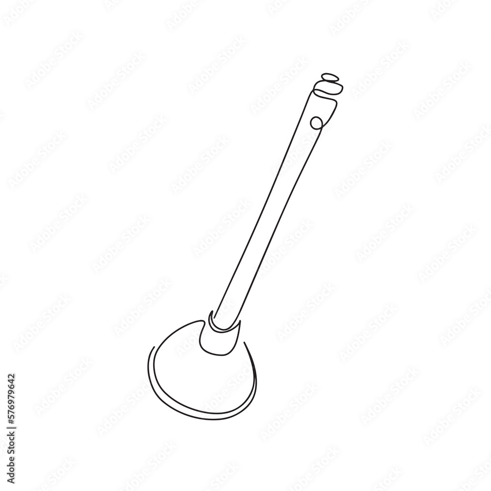 Icon of the plunger cleaning line. A symbol for cleaning pipes from