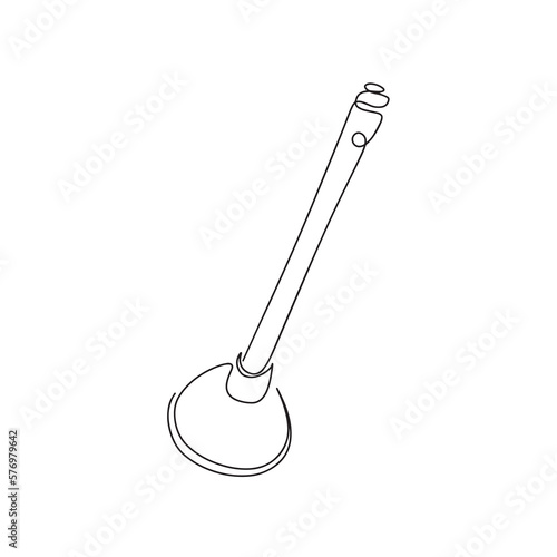 Icon of the plunger cleaning line. A symbol for cleaning pipes from blockages. Drawing of the plunger line icon. Vector illustration