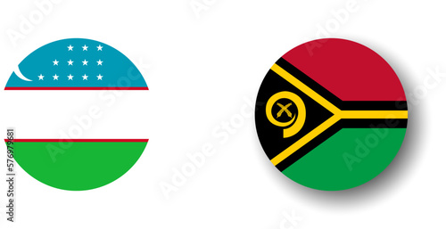 Vanuatu flag - flat vector circle icon or badge with dropped shadow.
