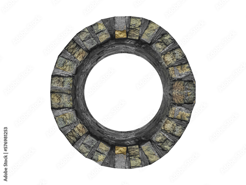 Naklejka premium Vintage round brick window isolated on white background.